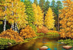 Осенняя река. Размер - 39 х 27 см.