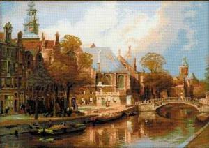 Амстердам. Старая церковь и Церковь св. Николая Чудотворца. Размер - 54 х 40 см.